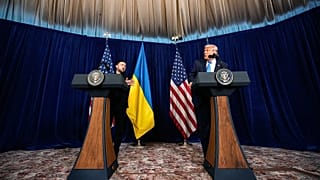 Donald Trump and Ukraine's President Volodymyr Zelenskyy speak at a joint news conference following a meeting at Trump's Mar-a-Lago club, Sunday, Dec. 28, 2025, in Palm Beach,